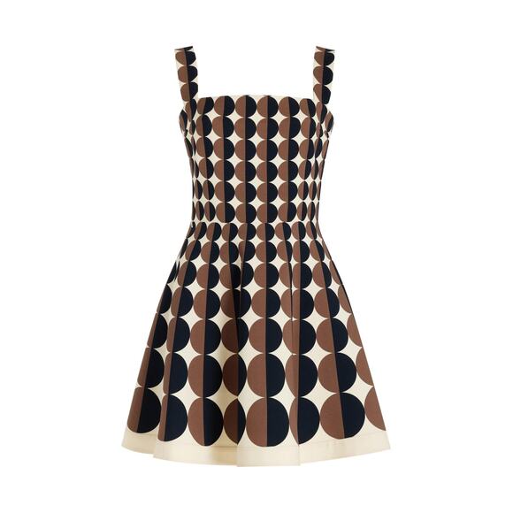 Oscar De La Renta Printed Stretch-Wool Mini Dress - Us 0 Brown